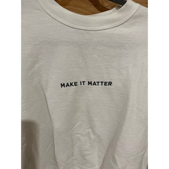 Champion White "Make it Matter" Minimalist Crewneck Sweatshirt, L - Picture 2 of 6